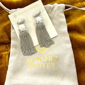 Kendra Scott silver and white stone earrings. Never worn! (NWT)